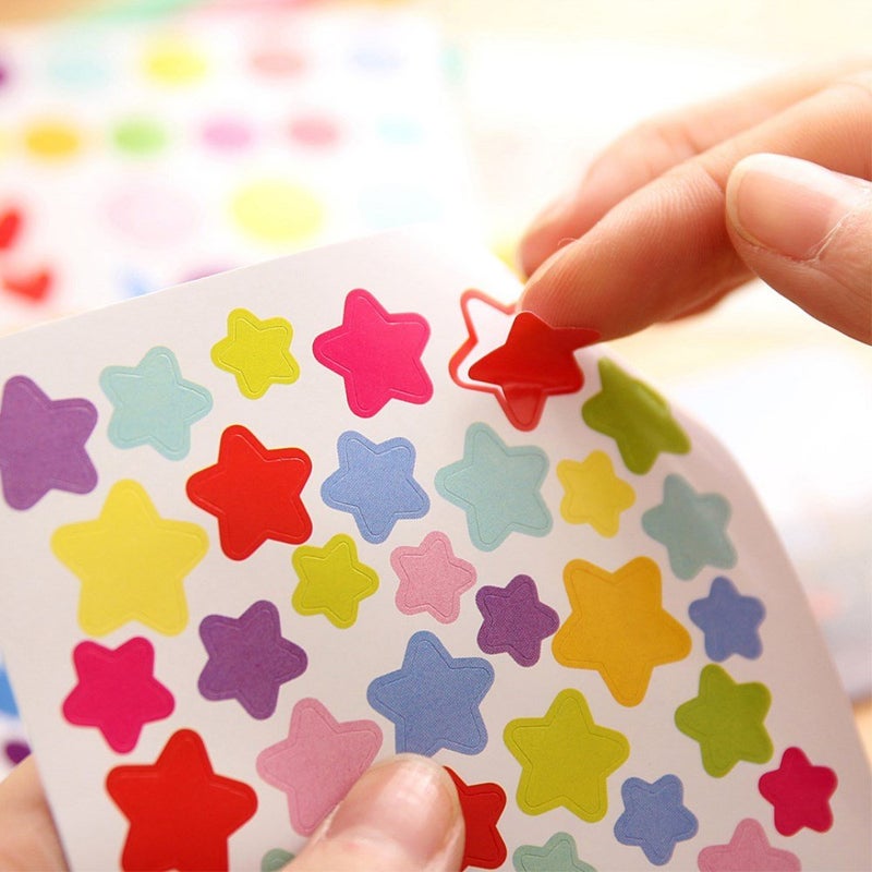 yueton 18 Sheets Colorful Heart Shape, Round Dots and Star Pattern Color Coding Labels Stickers - Image 4